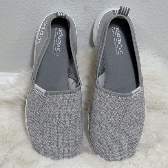 Adidas Cloudfoam Lite Walking Slip On Shoes Gray White Slip-On Sneakers Size 9.5 - Picture 7 of 11